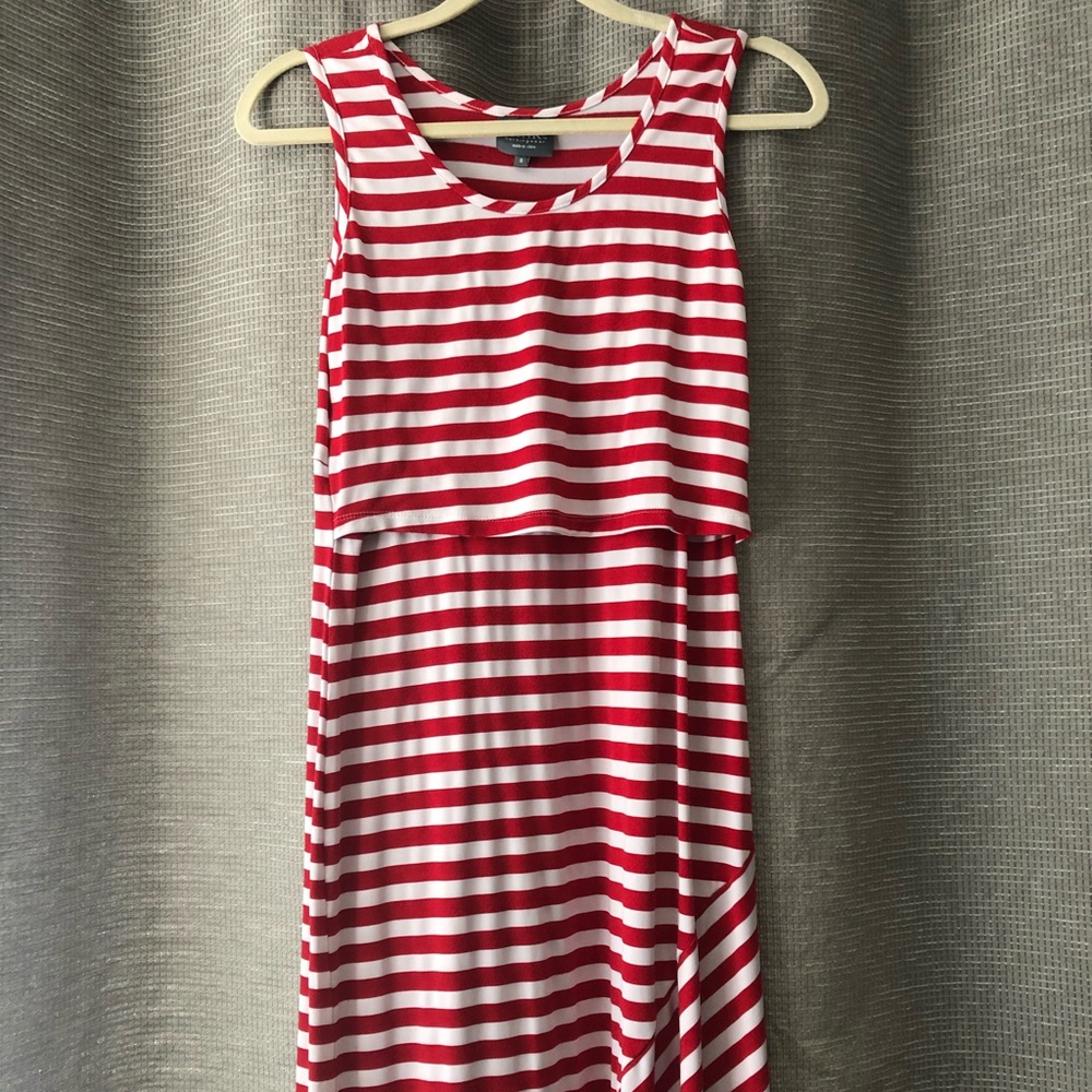 Milk nursingwear red striped tank dress.
